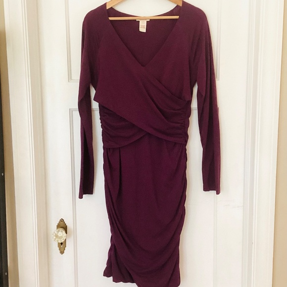 Sundance Eternal Compliments Ruched Plum Purple lined dress S flattering bodycon - Picture 10 of 11